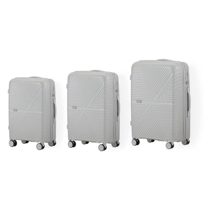 Mazam 3PCS Luggage Suitcase Set Grey PP Case TSA Lock-Luggage Sets-PEROZ Accessories