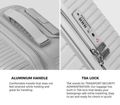 Mazam 3PCS Luggage Suitcase Set Grey PP Case TSA Lock-Luggage Sets-PEROZ Accessories