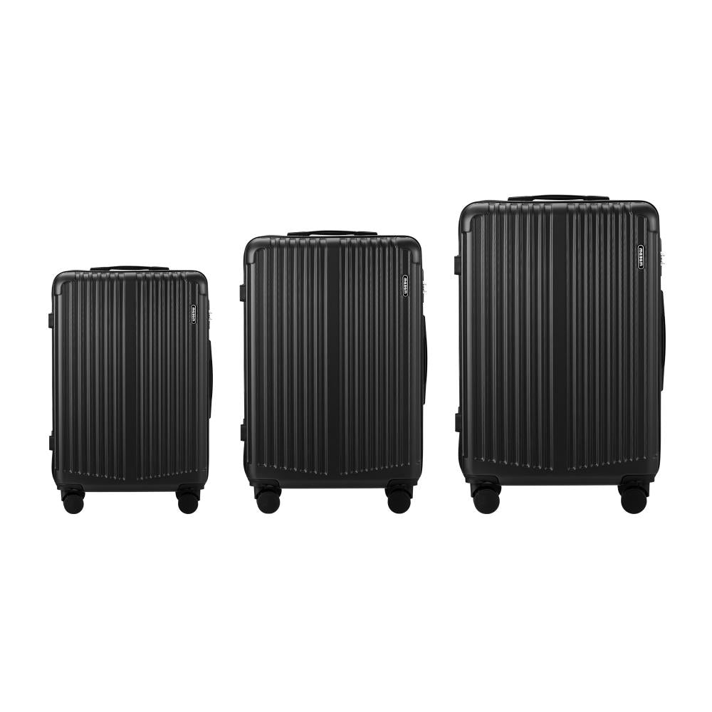 Mazam 3PCS Luggage Set Travel TSA Lock ABS Case Black-Luggage Sets-PEROZ Accessories