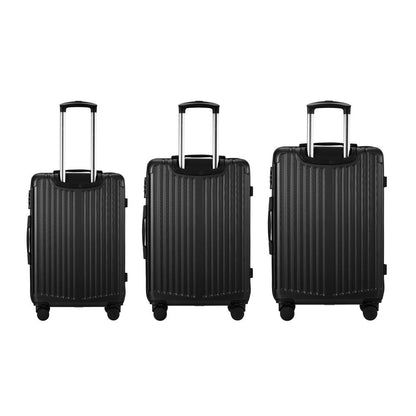 Mazam 3PCS Luggage Set Travel TSA Lock ABS Case Black-Luggage Sets-PEROZ Accessories