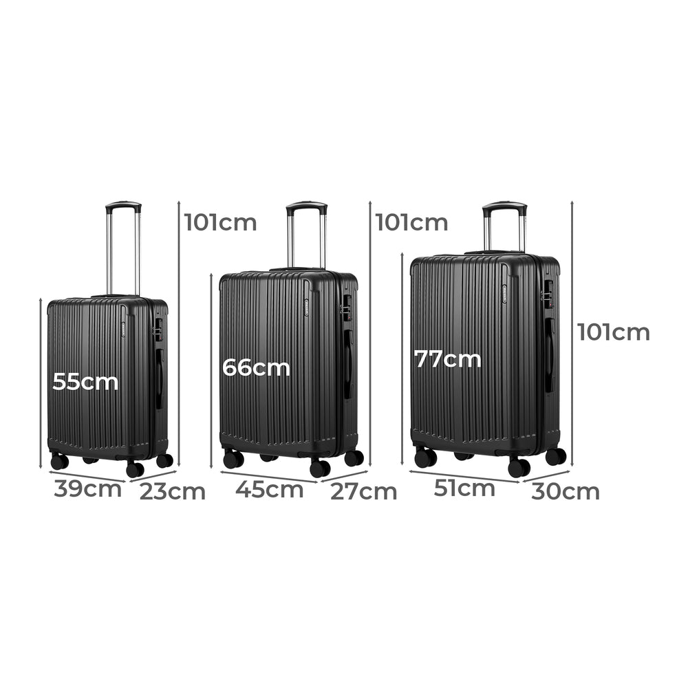 Mazam 3PCS Luggage Set Travel TSA Lock ABS Case Grey-Luggage Sets-PEROZ Accessories