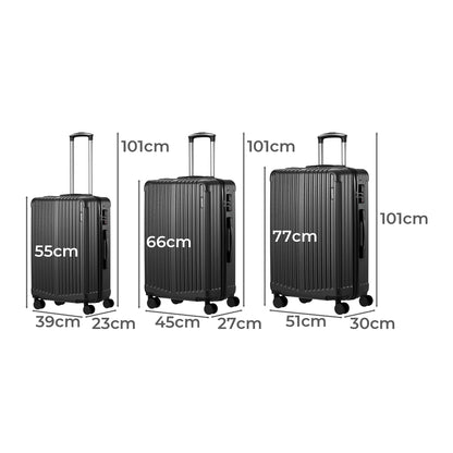 Mazam 3PCS Luggage Set Travel TSA Lock ABS Case Grey-Luggage Sets-PEROZ Accessories
