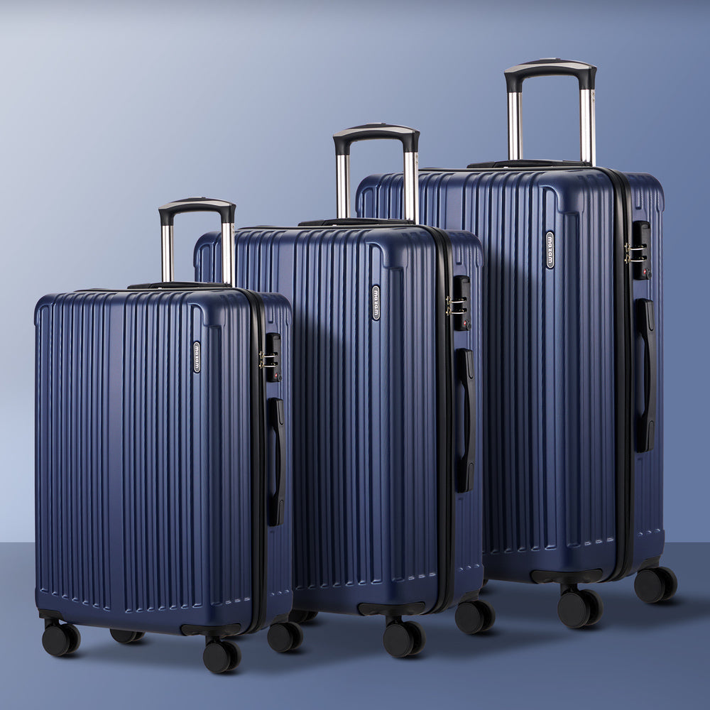 Mazam 3PCS Luggage Set Travel TSA Lock ABS Case Navy-Luggage Sets-PEROZ Accessories
