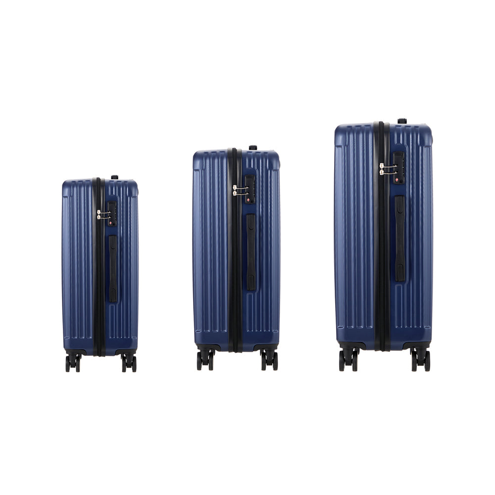 Mazam 3PCS Luggage Set Travel TSA Lock ABS Case Navy-Luggage Sets-PEROZ Accessories
