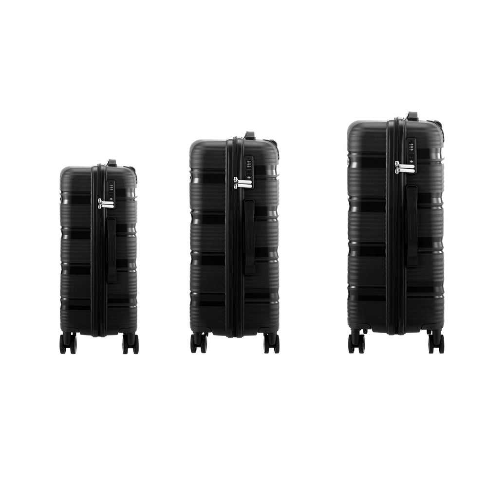 Mazam 3PCS Luggage Suitcase Set PP Case TSA Lock Black-Luggage Sets-PEROZ Accessories