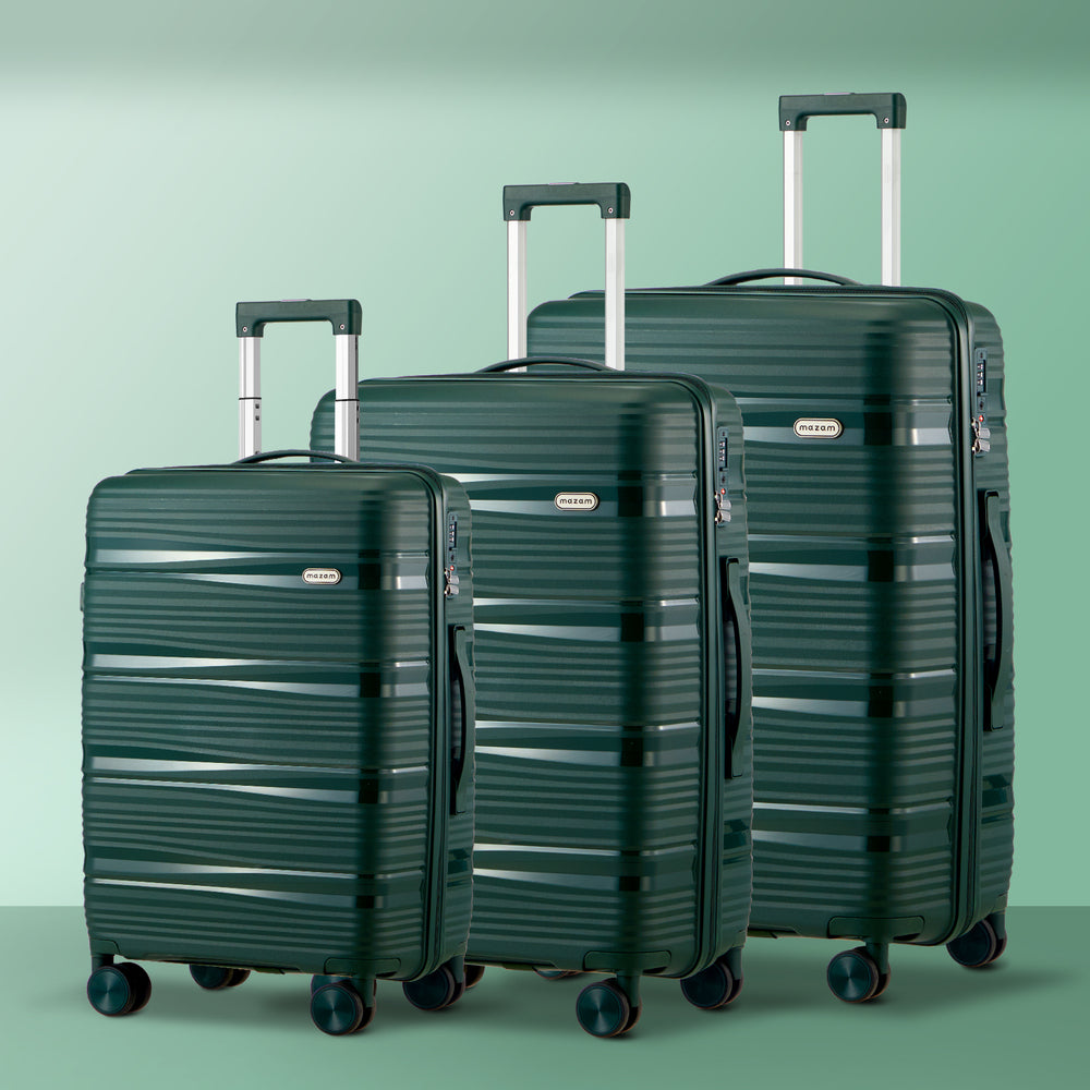 Mazam 3PCS Luggage Suitcase Set PP Case TSA Lock Green-Luggage Sets-PEROZ Accessories