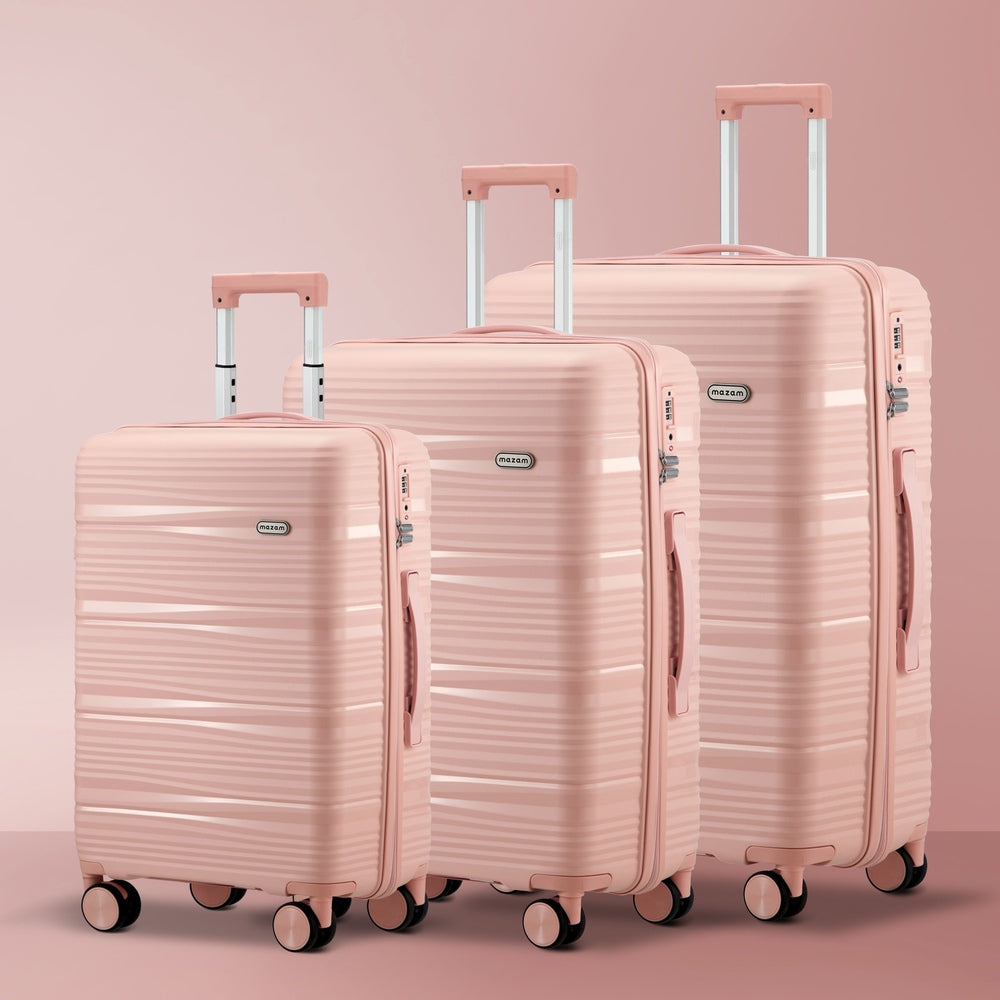 Mazam 3PCS Luggage Suitcase Set PP Case TSA Lock Pink-Luggage Sets-PEROZ Accessories