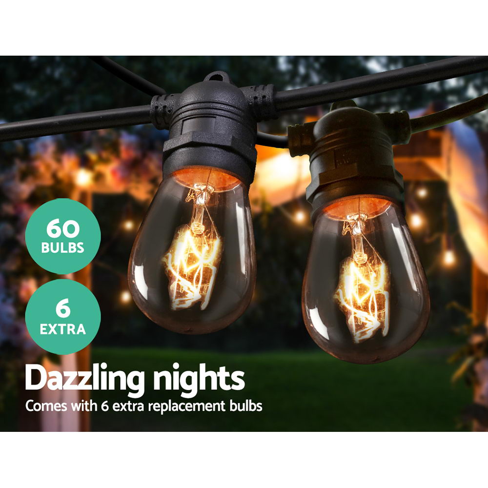 56m LED Festoon String Lights Outdoor Christmas Wedding Waterproof Garden Decor-Occasions &gt; Christmas &gt; Outdoor Decorations &amp; Lights-PEROZ Accessories
