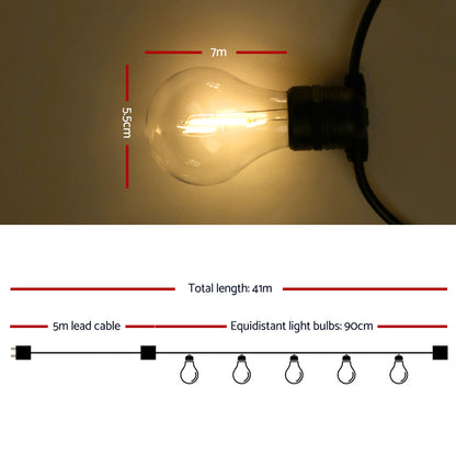 41m LED Festoon String Lights Outdoor Christmas Decorations Wedding Garden Party-Outdoor Lights-PEROZ Accessories