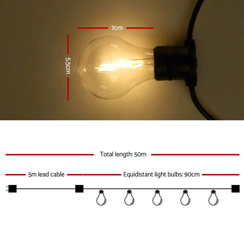 50m LED Festoon String Lights Outdoor Christmas Decorations Wedding Garden Party-Outdoor Lights-PEROZ Accessories
