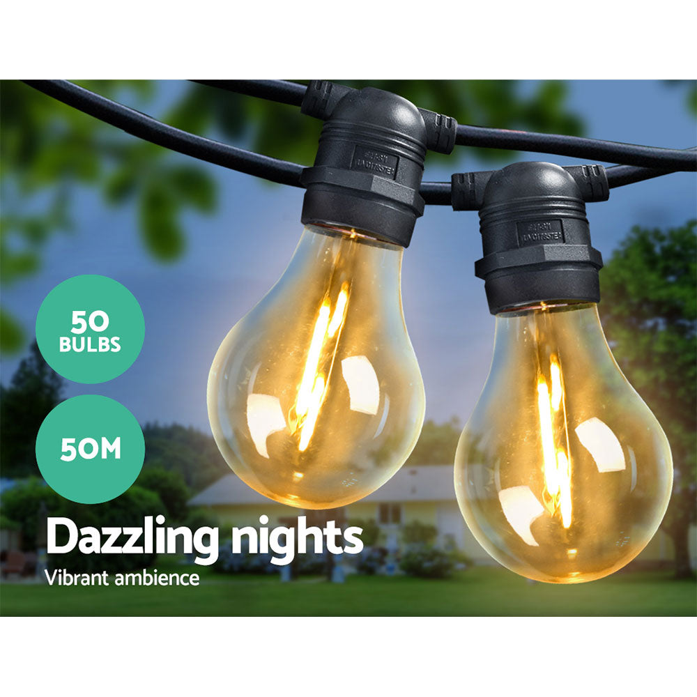 50m LED Festoon String Lights Outdoor Christmas Decorations Wedding Garden Party-Outdoor Lights-PEROZ Accessories