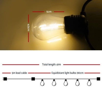 41m LED Festoon String Lights Christmas Decorations Wedding Party Outdoor Garden-Outdoor Lights-PEROZ Accessories