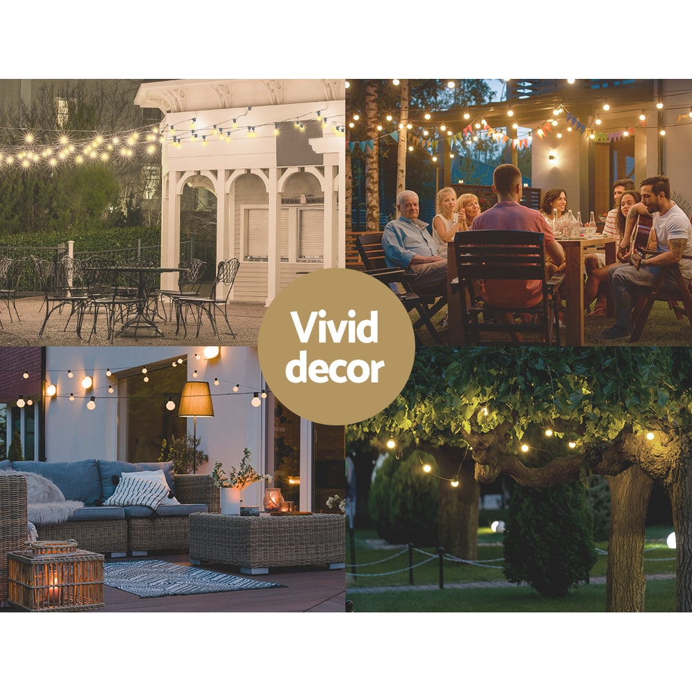 19m Festoon Lights Christmas Fairy String Lights Outdoor Party Garden Decor-Outdoor Lights-PEROZ Accessories