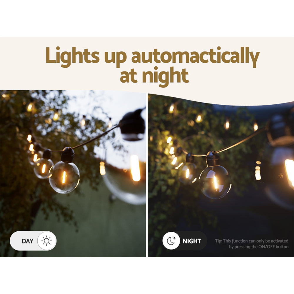 17m Solar Festoon Lights Outdoor LED String Light Wedding Christmas Party-Outdoor Lights-PEROZ Accessories