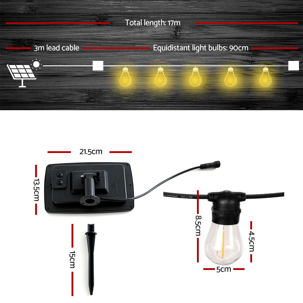 17m Solar Festoon Lights Outdoor LED String Light Christmas Party Garden Decor-Occasions > Lights-PEROZ Accessories