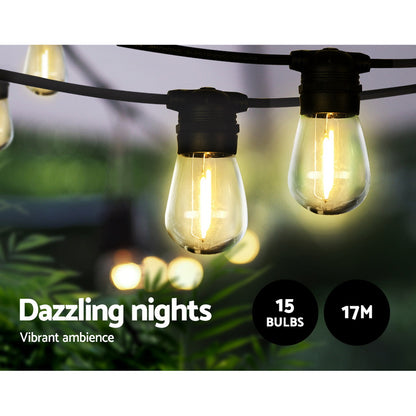 17m Solar Festoon Lights Outdoor LED String Light Christmas Party Garden Decor-Occasions > Lights-PEROZ Accessories