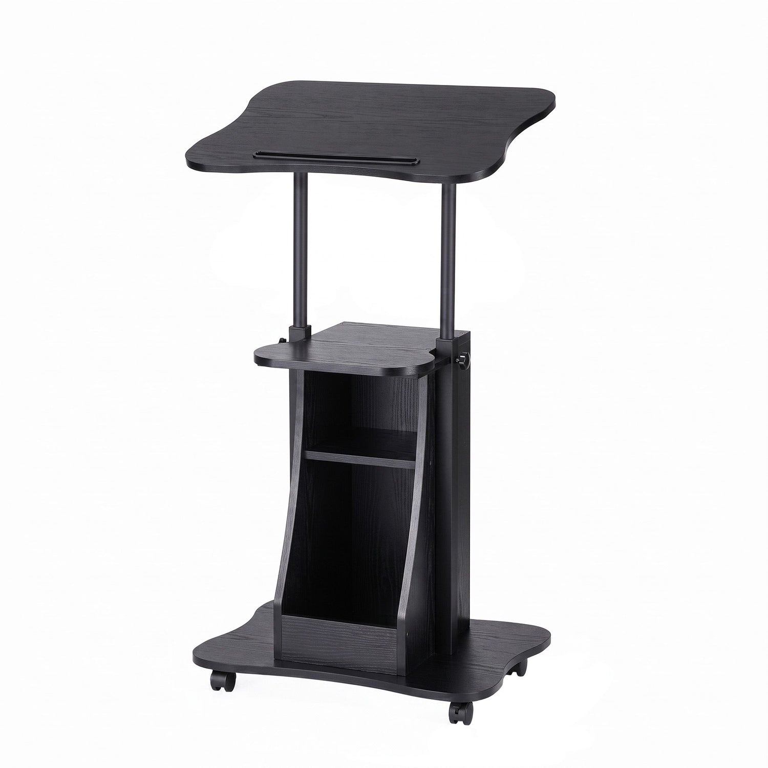 Artiss Mobile Podium Stand with Lockable Wheels Height Adjustable Laptop Desk Black