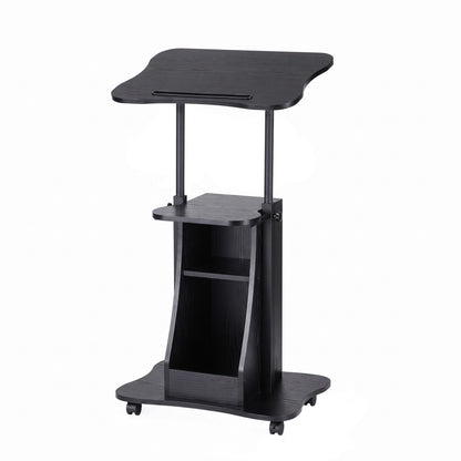 Artiss Mobile Podium Stand with Lockable Wheels Height Adjustable Laptop Desk Black