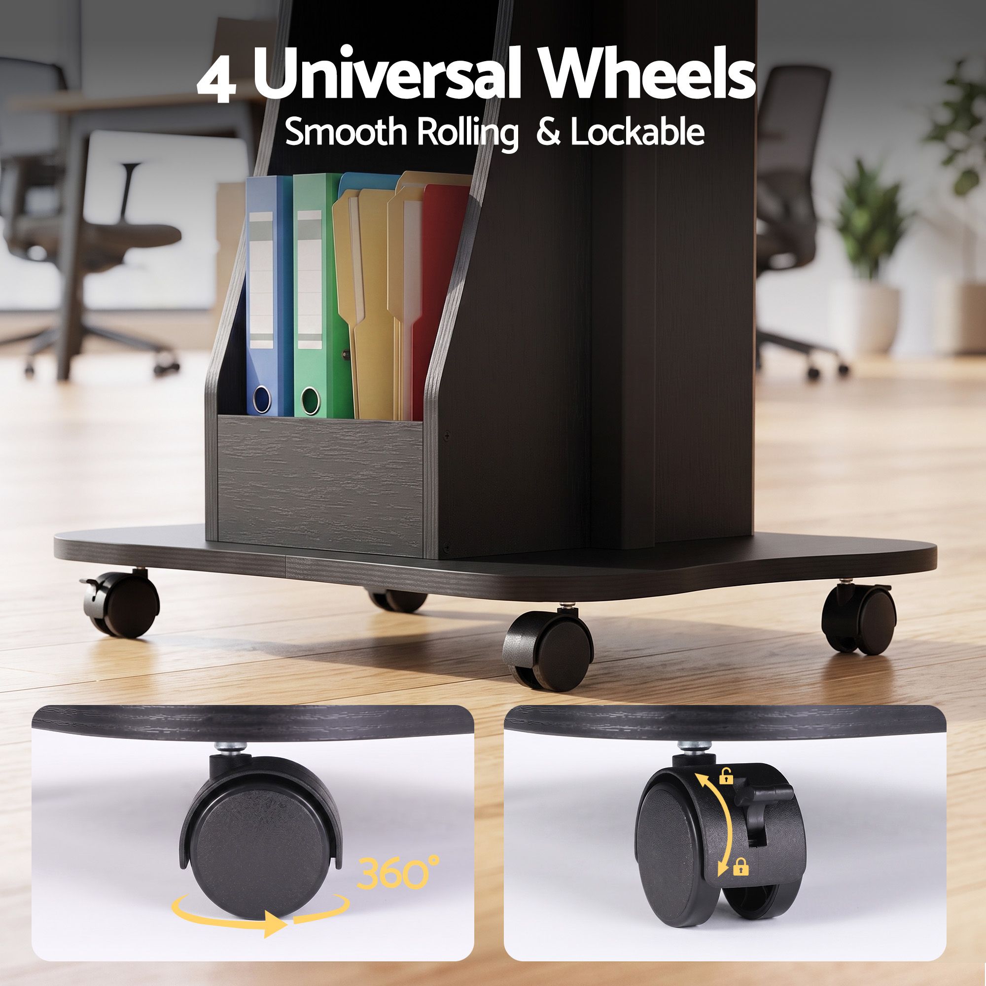 Artiss Mobile Podium Stand with Lockable Wheels Height Adjustable Laptop Desk Black