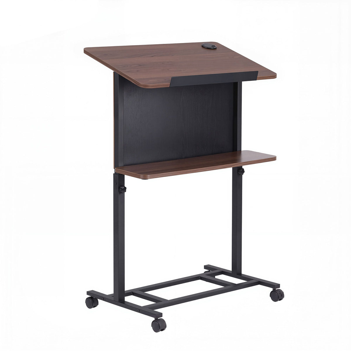 Artiss Mobile Lectern Podium Stand with Storage Shelf Height Adjustable Laptop Desk Black &amp; Walnut