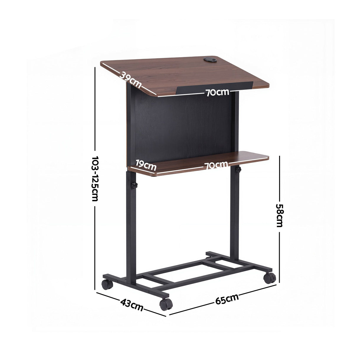 Artiss Mobile Lectern Podium Stand with Storage Shelf Height Adjustable Laptop Desk Black &amp; Walnut