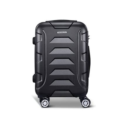 Wanderlite 20 Inch Luggage with Zipper Lock Travel Suitcase Carry On Hard Shell Luggage Case Black-Luggage-PEROZ Accessories