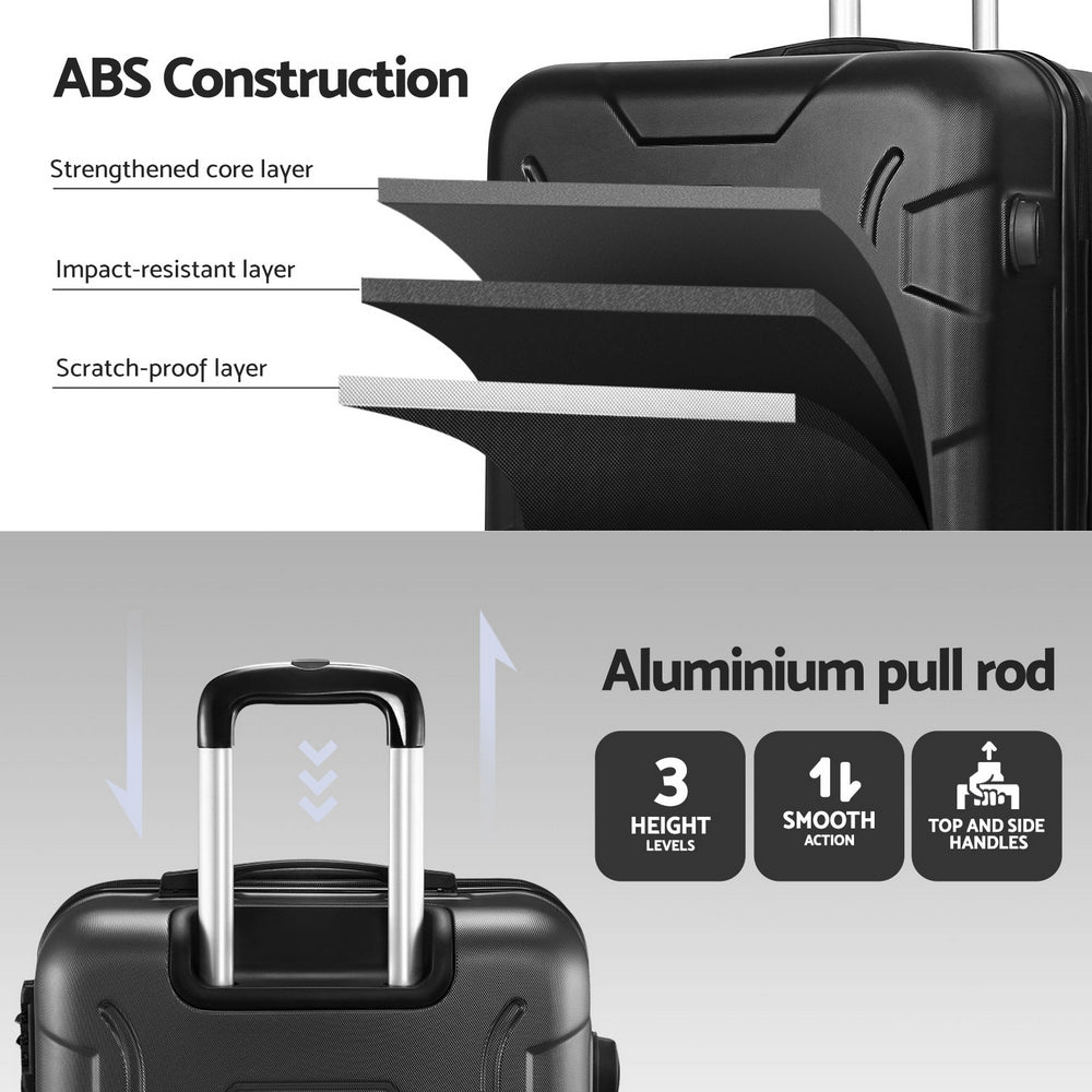 Wanderlite 28 Inch Luggage with TSA Lock Spinner Travel Suitcase Carry On Hard Shell Luggage Case Black-Luggage-PEROZ Accessories
