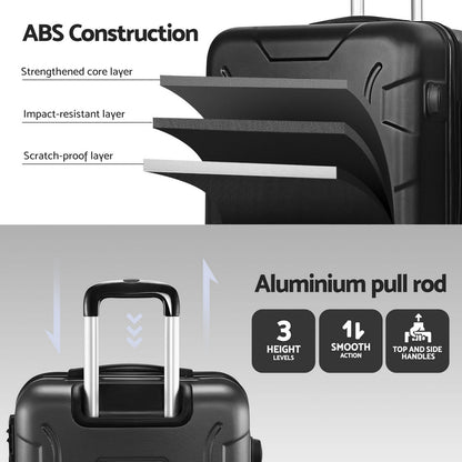 Wanderlite 28 Inch Luggage with TSA Lock Spinner Travel Suitcase Carry On Hard Shell Luggage Case Black-Luggage-PEROZ Accessories