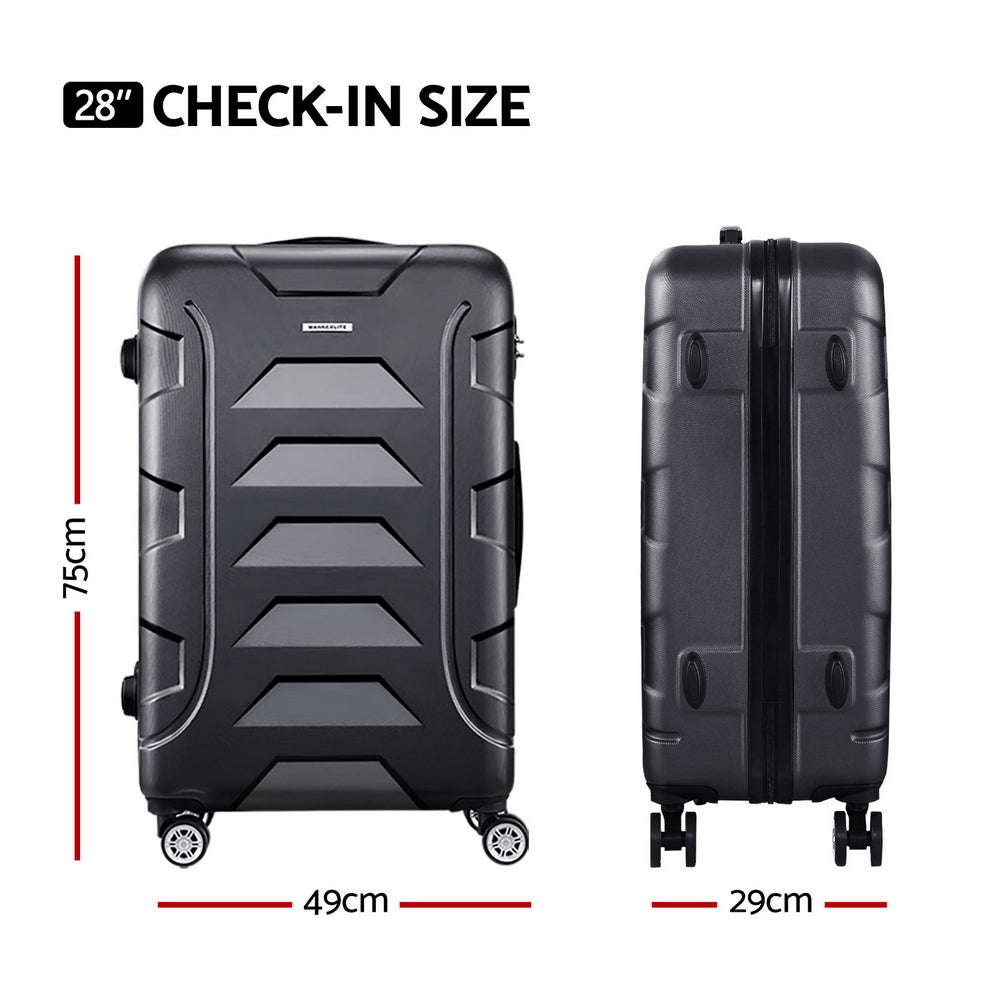 Wanderlite 28 Inch Luggage with TSA Lock Spinner Travel Suitcase Carry On Hard Shell Luggage Case Black-Luggage-PEROZ Accessories