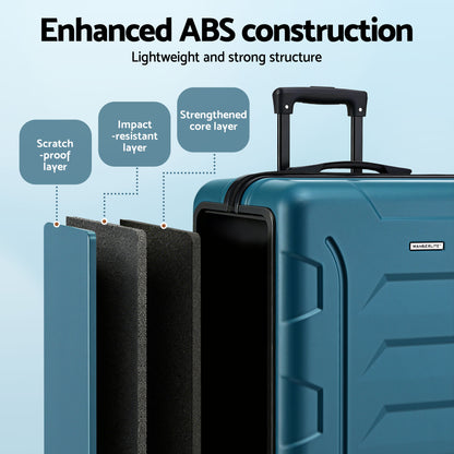 Wanderlite 28" Luggage Suitcase Trolley Travel TSA Lightweight Hard Case Teal-Home &amp; Garden > Travel > Suitcases-PEROZ Accessories