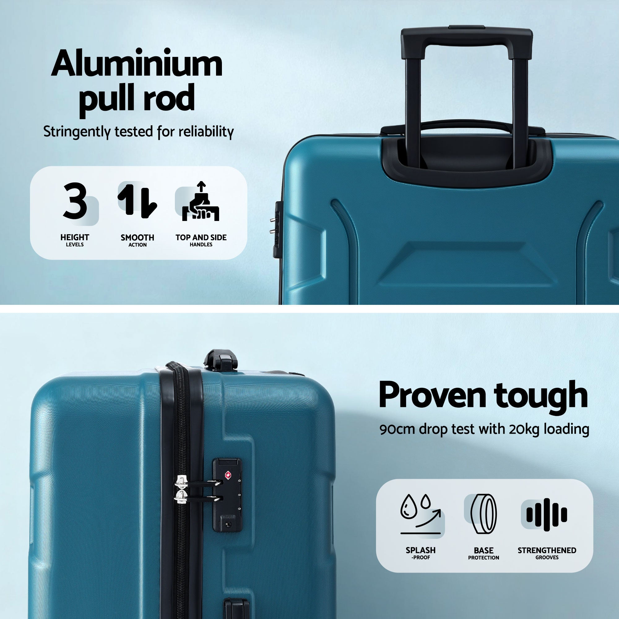 Wanderlite 28" Luggage Suitcase Trolley Travel TSA Lightweight Hard Case Teal-Home &amp; Garden > Travel > Suitcases-PEROZ Accessories