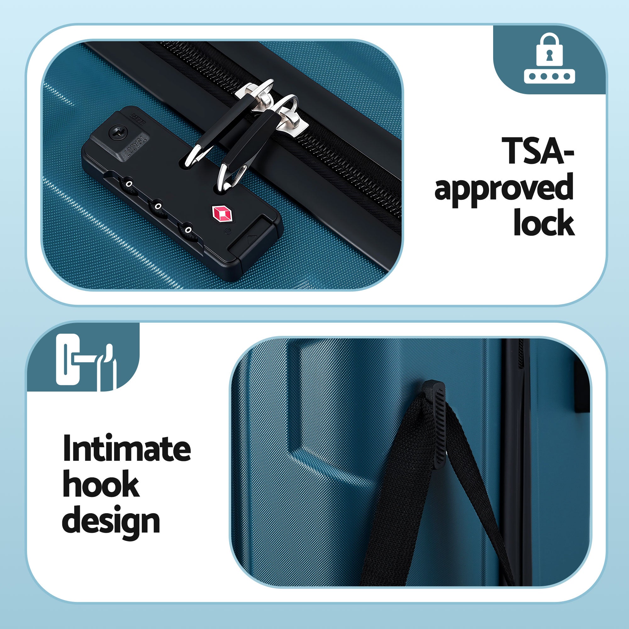 Wanderlite 28" Luggage Suitcase Trolley Travel TSA Lightweight Hard Case Teal-Home &amp; Garden > Travel > Suitcases-PEROZ Accessories