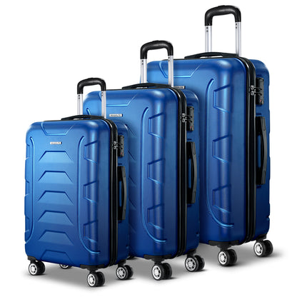 Wanderlite 3Set 20-24-28 Inch Luggage with TSA Lock Spinner Carry On Hard Shell Travel Suitcase Luggage Case Blue-Luggage-PEROZ Accessories
