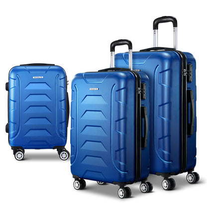 Wanderlite 3Set 20-24-28 Inch Luggage with TSA Lock Spinner Carry On Hard Shell Travel Suitcase Luggage Case Blue-Luggage-PEROZ Accessories