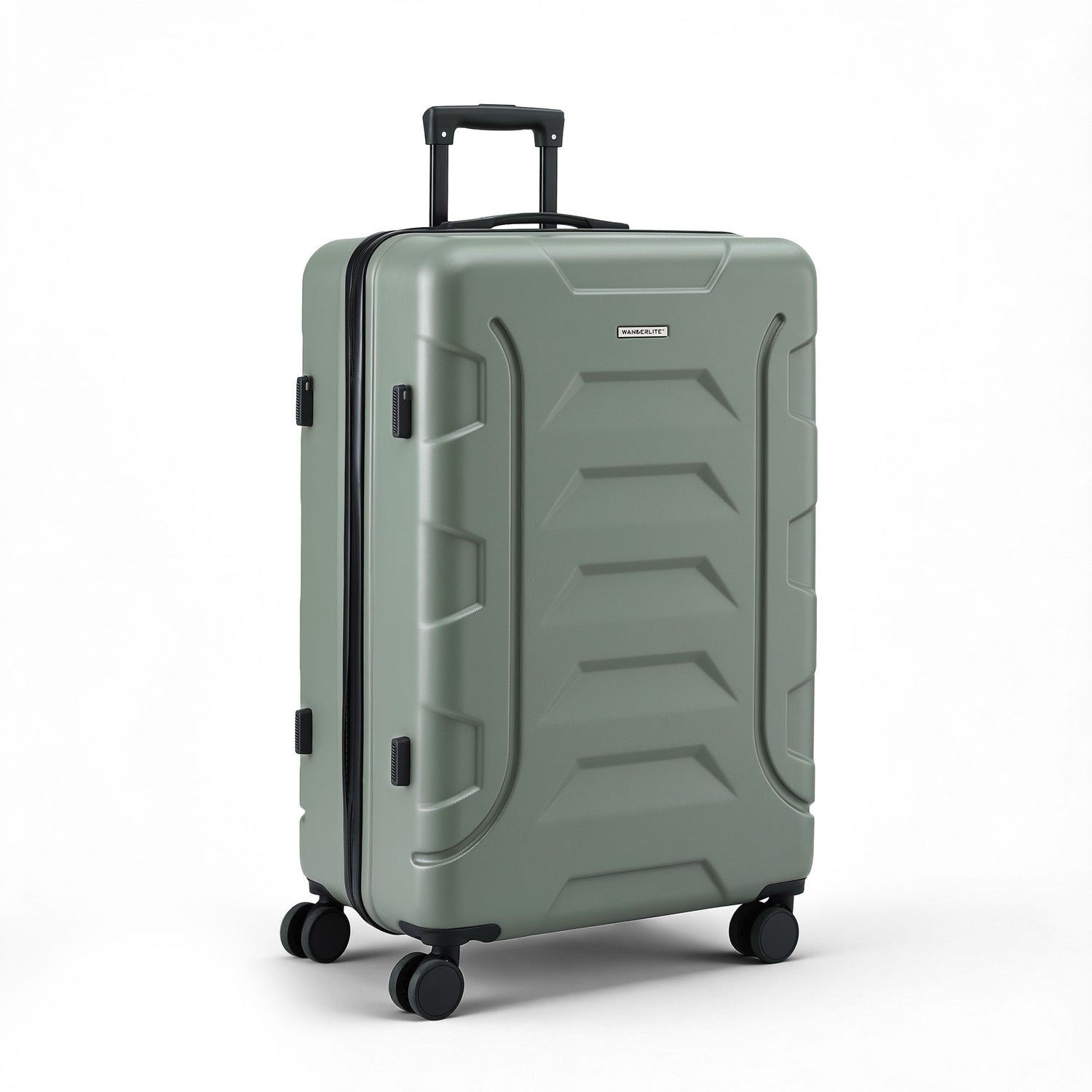 Wanderlite 3pcs Luggage Suitcase Set Trolley Travel TSA Lightweight Hard Case Grey Green-Home &amp; Garden > Travel > Suitcases-PEROZ Accessories