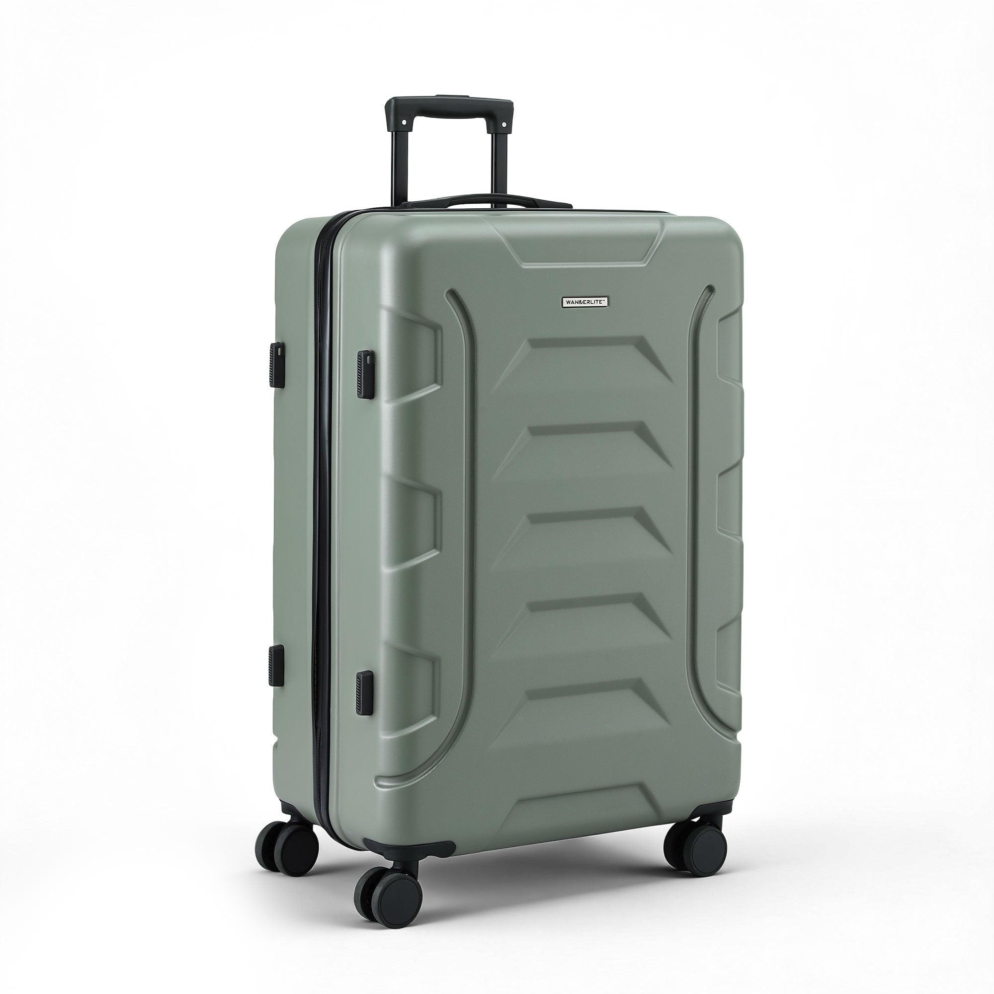 Wanderlite 3pcs Luggage Suitcase Set Trolley Travel TSA Lightweight Hard Case Grey Green-Home &amp; Garden > Travel > Suitcases-PEROZ Accessories