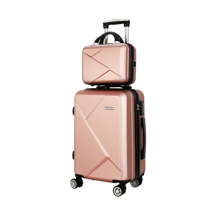 Wanderlite 2pc Luggage 12&quot; 20&quot; Trolley Travel Suitcase Storage Carry On TSA Lock Rose Gold-Home &amp; Garden &gt; Travel &gt; Suitcases-PEROZ Accessories