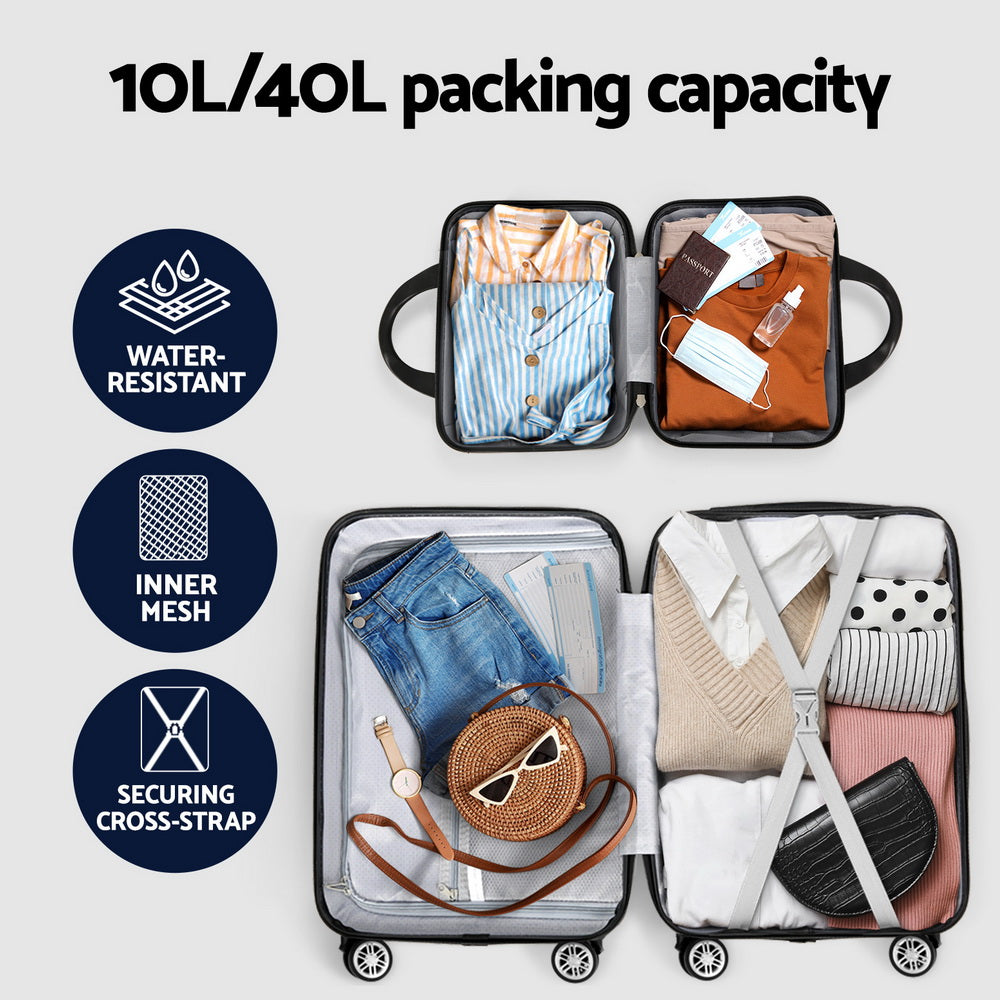 Wanderlite 2pc Luggage 12&quot; 20&quot; Trolley Travel Suitcase Storage Carry On TSA Lock Rose Gold-Home &amp; Garden &gt; Travel &gt; Suitcases-PEROZ Accessories
