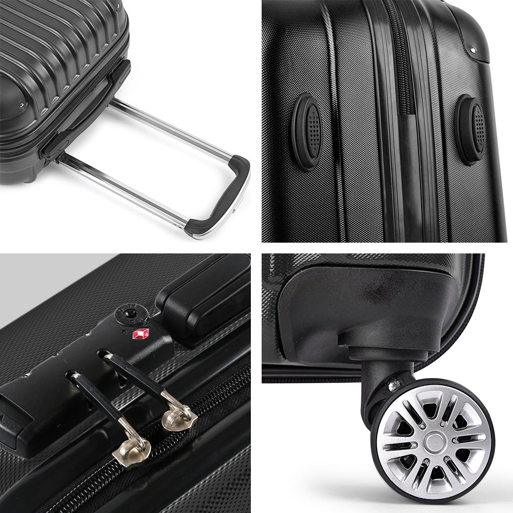 Wanderlite 24 Inch Luggage with TSA Lock Spinner Travel Suitcase Carry On Hard Shell Luggage Case Black-Luggage-PEROZ Accessories