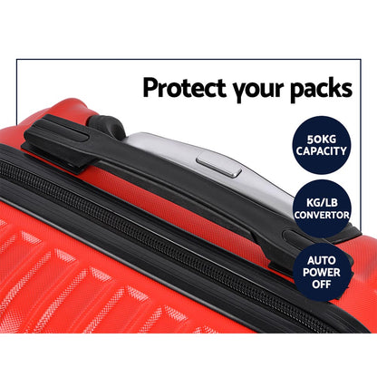 Wanderlite 2pc Luggage Trolley Travel Set Suitcase Carry On TSA Hard Case Lightweight Red-Luggage-PEROZ Accessories