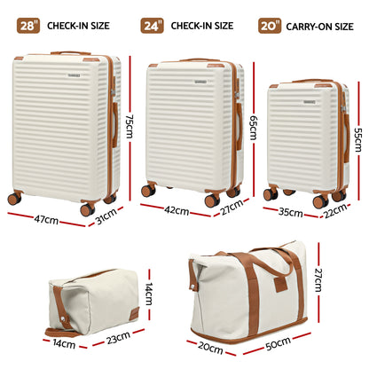 Wanderlite 5pcs Luggage Suitcase Set Trolley Travel TSA Lightweight Hard Case-Home &amp; Garden > Travel > Suitcases-PEROZ Accessories