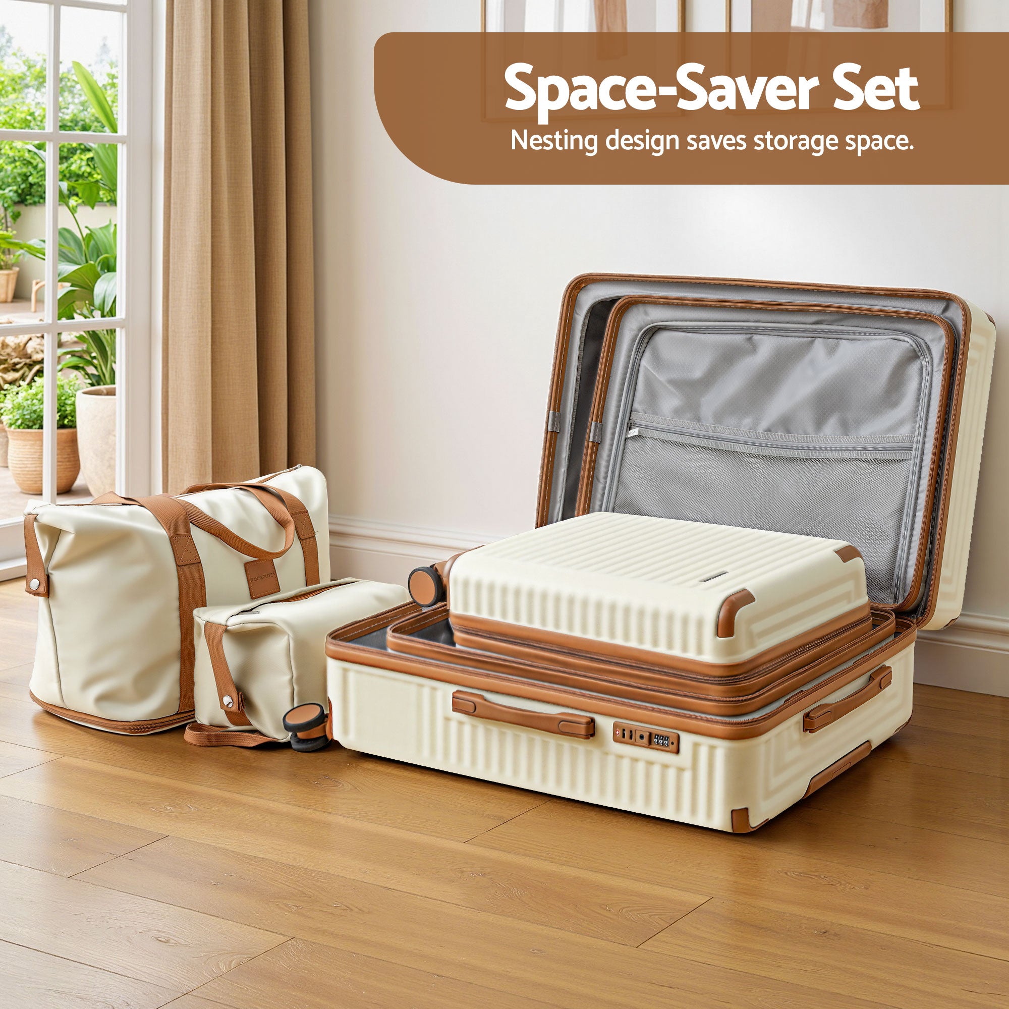 Wanderlite 5pcs Luggage Suitcase Set Trolley Travel TSA Lightweight Hard Case-Home &amp; Garden > Travel > Suitcases-PEROZ Accessories