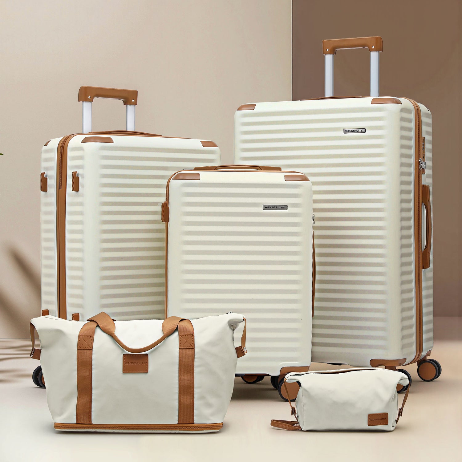 Wanderlite 5pcs Luggage Suitcase Set Trolley Travel TSA Lightweight Hard Case-Home &amp; Garden > Travel > Suitcases-PEROZ Accessories