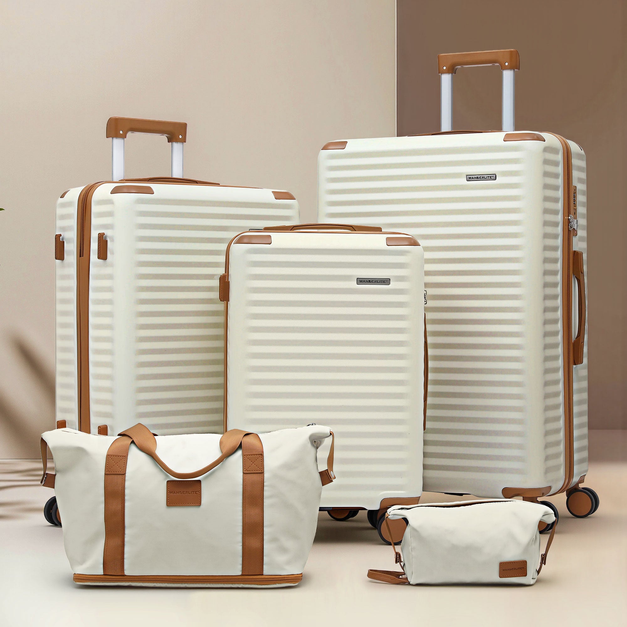 Wanderlite 5pcs Luggage Suitcase Set Trolley Travel TSA Lightweight Hard Case-Home &amp; Garden > Travel > Suitcases-PEROZ Accessories