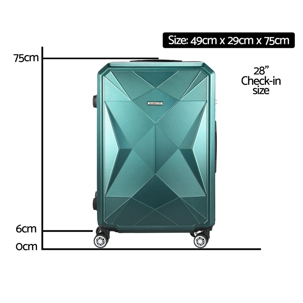 Wanderlite 28&quot; 75cm Luggage Trolley Travel Suitcase Carry On Storage TSA Hardshell Atrovirens-Home &amp; Garden &gt; Travel &gt; Suitcases-PEROZ Accessories