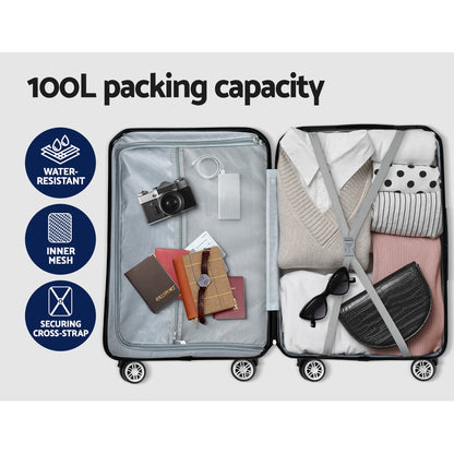 Wanderlite 28&quot; 75cm Luggage Trolley Travel Suitcase Carry On Storage TSA Hardshell Black-Home &amp; Garden &gt; Travel &gt; Suitcases-PEROZ Accessories
