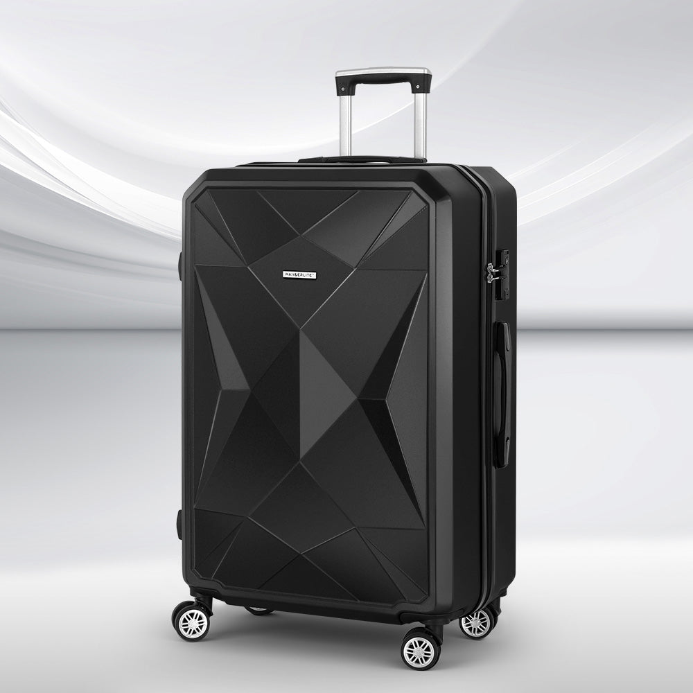 Wanderlite 28&quot; 75cm Luggage Trolley Travel Suitcase Carry On Storage TSA Hardshell Black-Home &amp; Garden &gt; Travel &gt; Suitcases-PEROZ Accessories