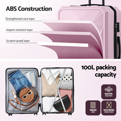 Wanderlite 28" Luggage Suitcase Trolley Travel Lightweight TSA Hardshell Pink-Home &amp; Garden > Travel > Suitcases-PEROZ Accessories