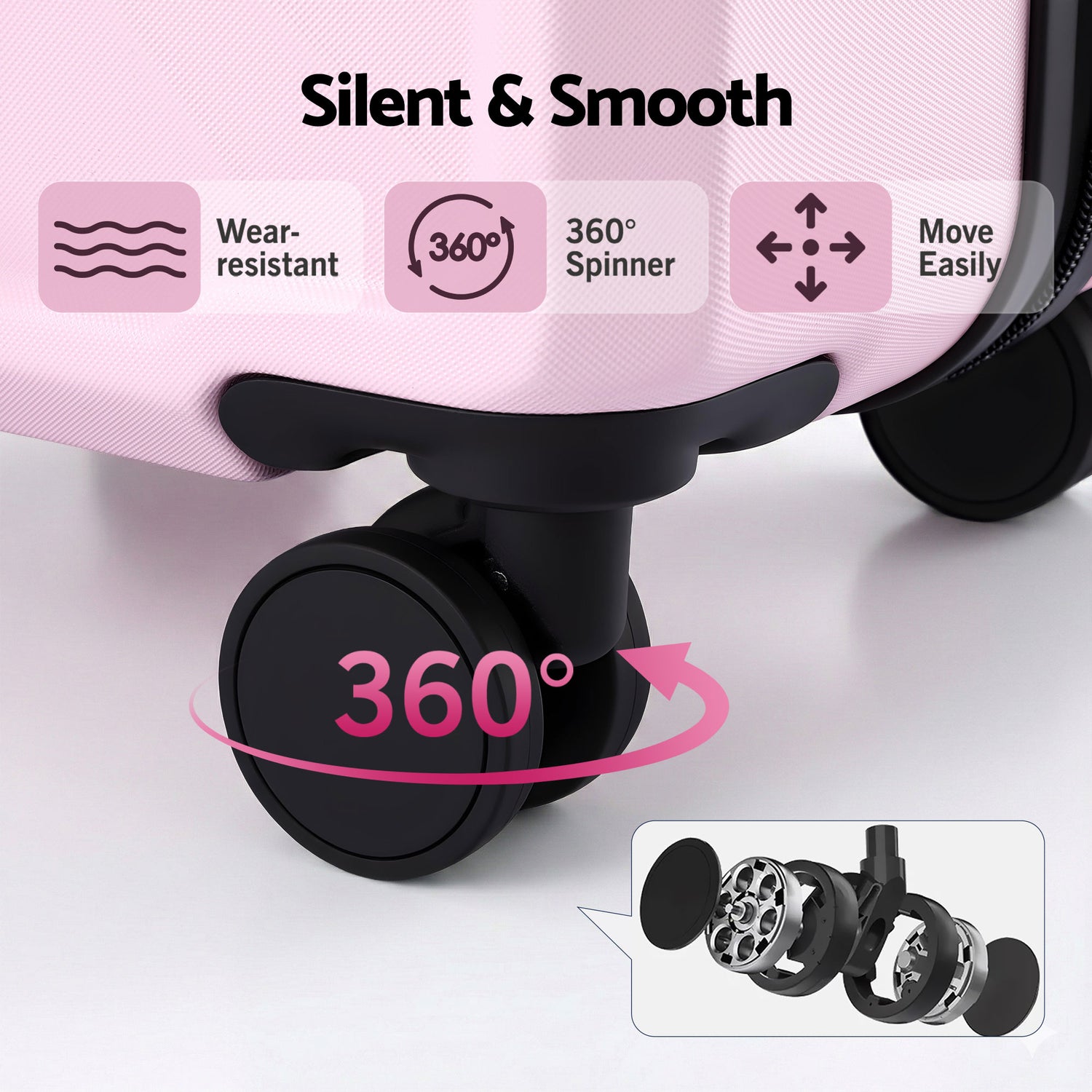 Wanderlite 28" Luggage Suitcase Trolley Travel Lightweight TSA Hardshell Pink-Home &amp; Garden > Travel > Suitcases-PEROZ Accessories