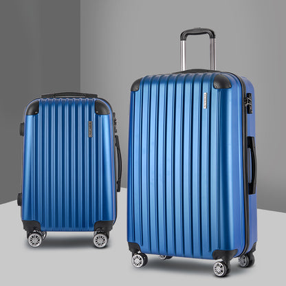 Wanderlite 2 Set Luggage 20-28 Inch with Zipper Lock Carry On Hard Shell Travel Suitcase Luggage Case Blue-Luggage-PEROZ Accessories